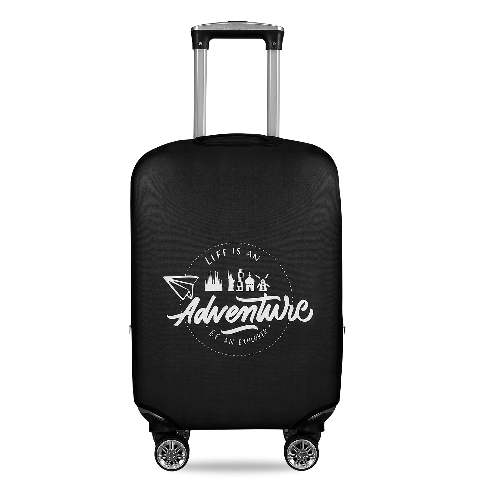 KENOBEE Travel Luggage Cover Suitcase Protector, Washable Dust Proof Anti-Scratch Elastic Thickened Spandex Protective Baggage Case With Concealed Zipper Fits 22-24 inch Luggage