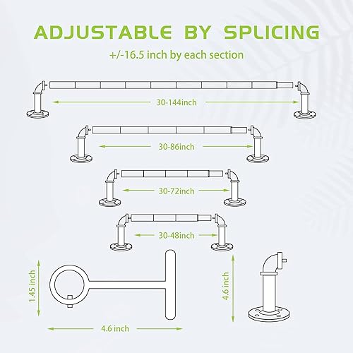 Miniatura 5 de MERJULAN Barras de cortina, barra de cortina industrial, barra de cortina para exteriores, barra de cortina negra, barra de cortina rústica, barra