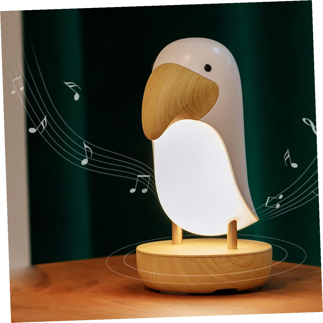 NUOBESTY Veilleuse Enceinte sans Fil Oiseau en Abs Blanc Variateur D'intensité et Batterie 1200mah, Lampe de Nuit pour Chambre D'garçon et Filles et Adulte