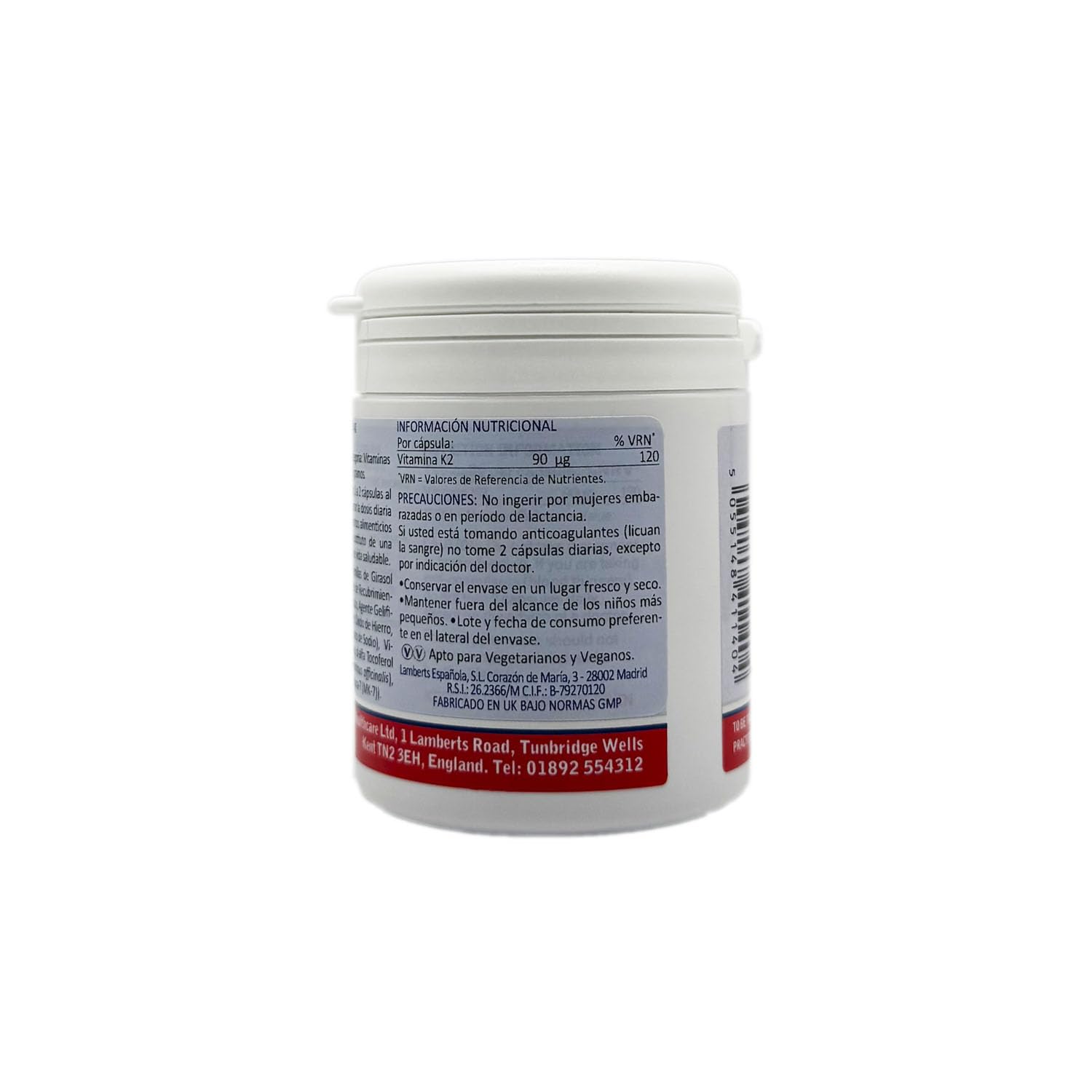 Lamberts Vitamina K2 90 ug - 60 Cápsulas (Paquete de 2)