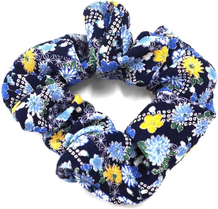 Bandas elásticas japonesas para el cabello CHIRIMEN (azul)