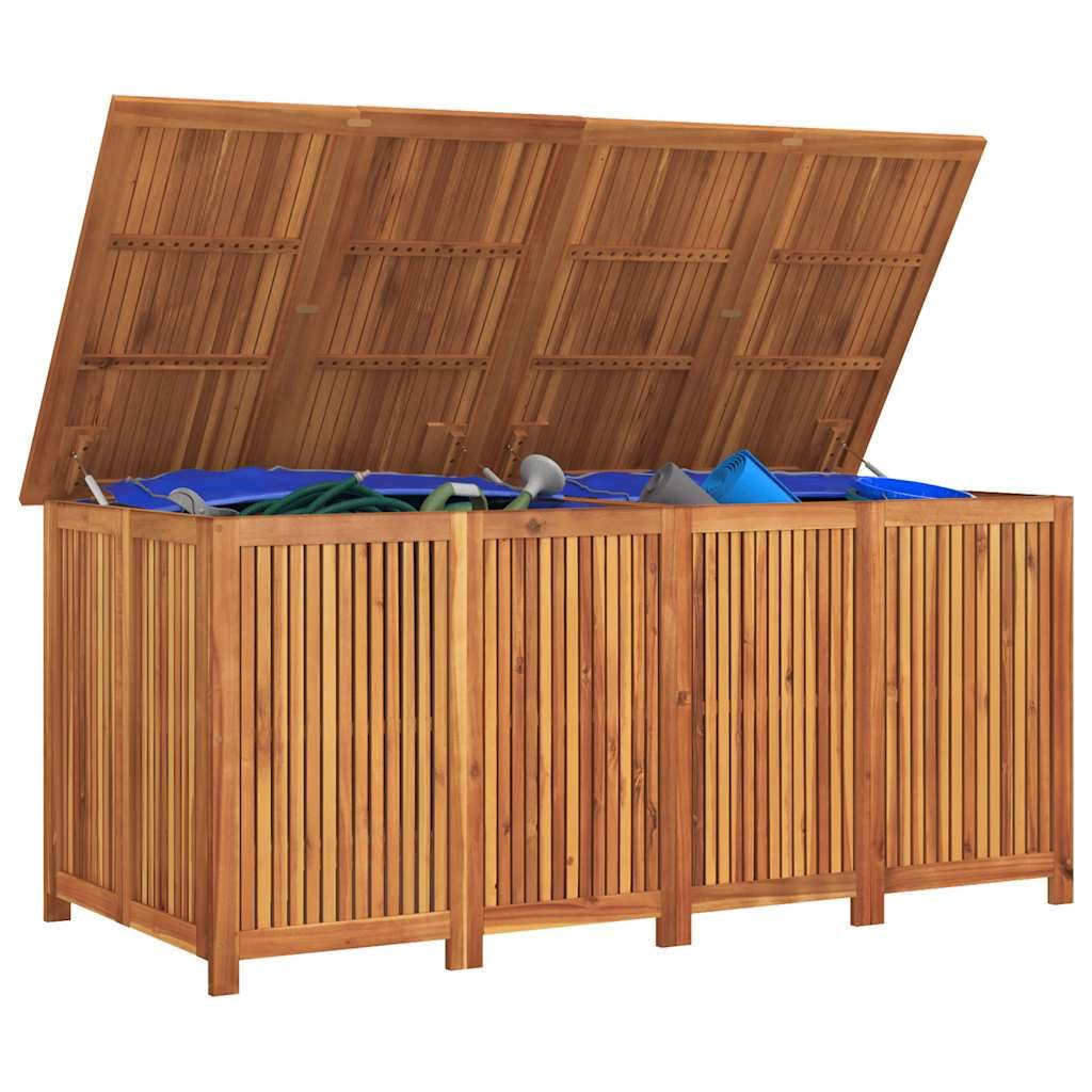 Cassapanca da giardino in legno massiccio di acacia, 200 x 80 x 75 cm, con sacchetto impermeabile, spazio per cuscini, cuscini e accessori, per terrazza, balcone o giardino