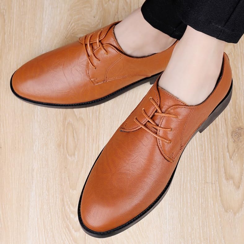 Men's Business Wingtip Lace Up Dress Shoes Mens Breathable Comfortable Fashion Luxury Oxford Shoes Pointed Toe Low Top Leather Dress Shoes4