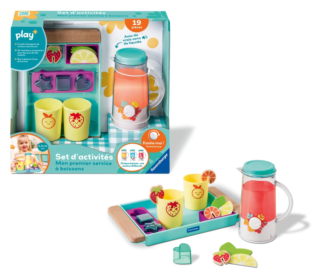 Ravensburger Play + - Set d'activités : Mon Premier Service à Boissons - Jouet bébé dès 18 Mois- Version française - 34068