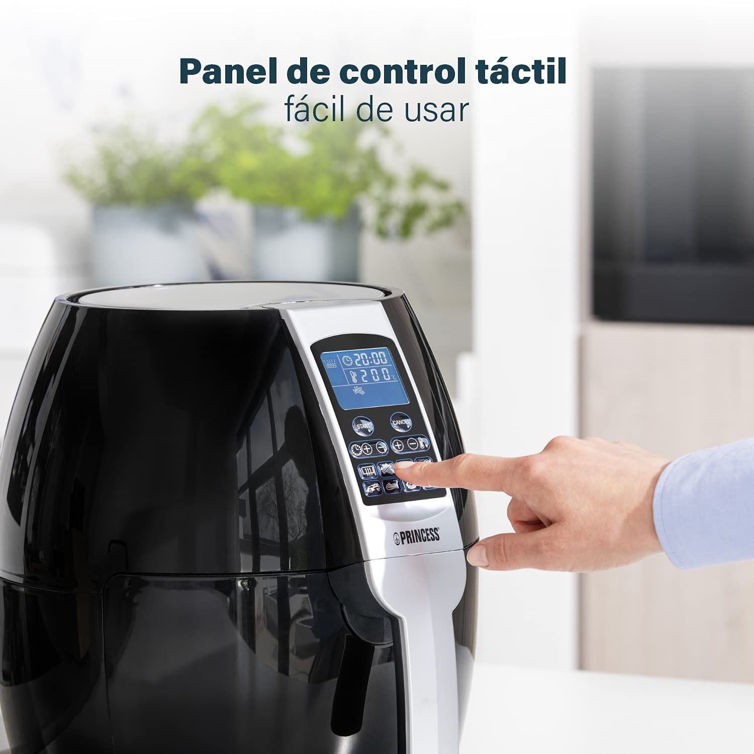 Princess 182020 Aerofryer XL - Aerofreidora, Panel de Control Digital Táctil, Fácil de Limpiar, 1500 W, 3.2 Litros