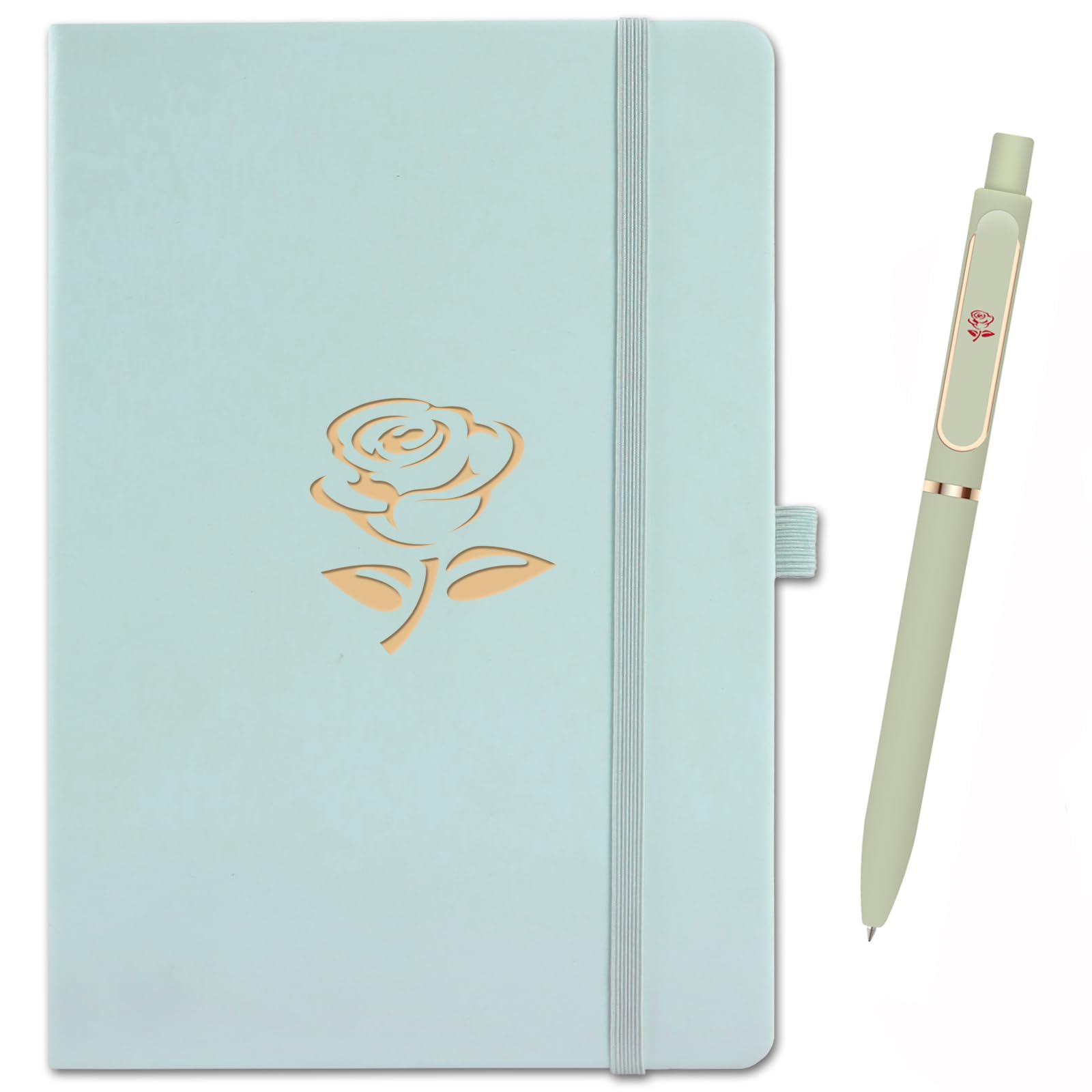 LRANKAI A5 Lined Journal Notebook with Pen for Girls Women, Green