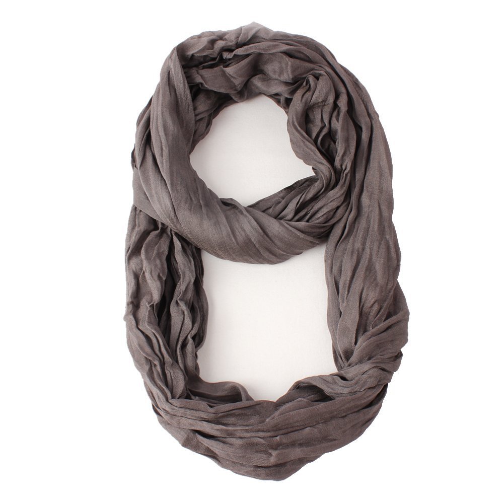 Silky Scrunch Wrinkled Look Infinity Circle Ring Scarf