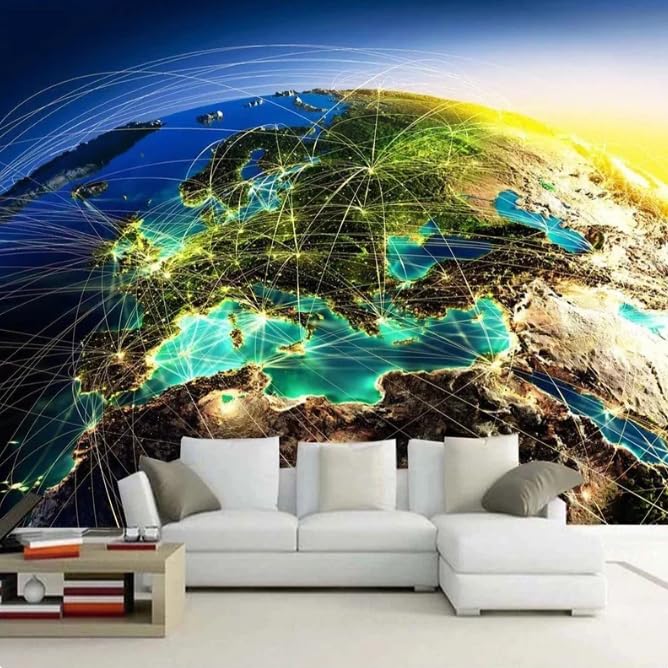 Papier peint photo Terre 3D pour agrandir un salon avec un paysage nature