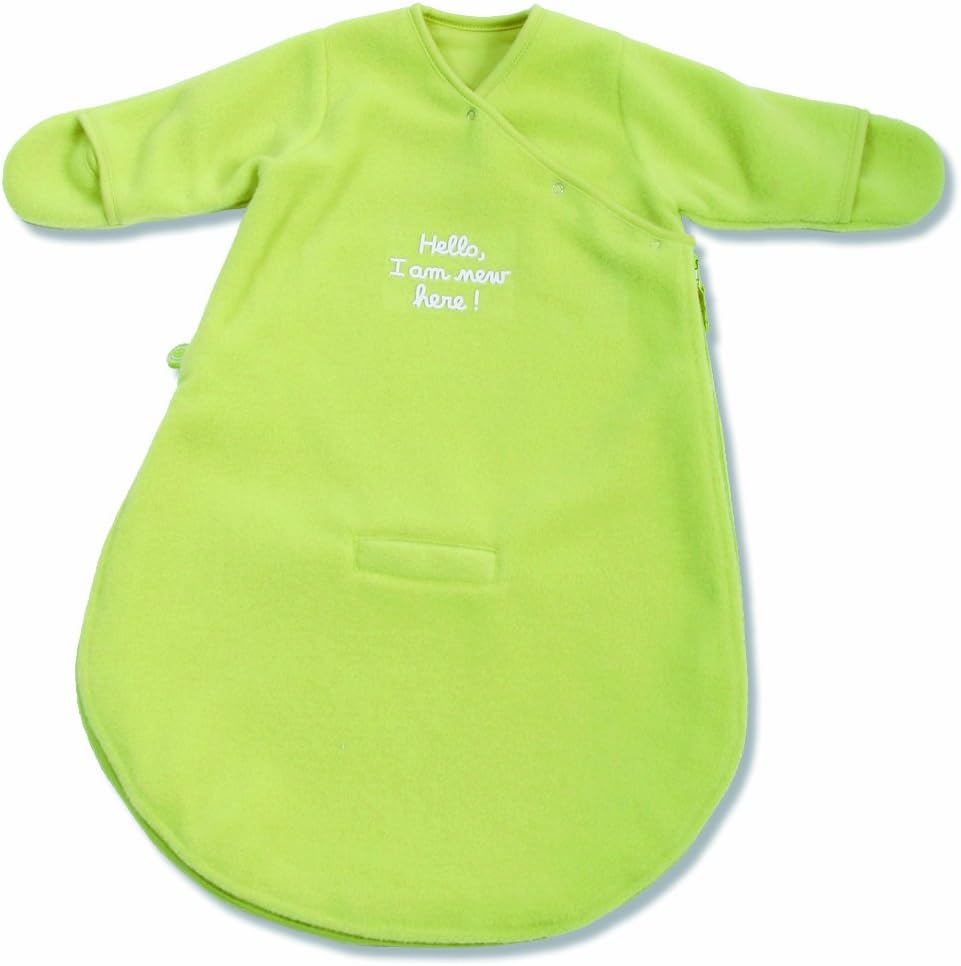 Baby Boum Funny Fleece Sleeping Bag with arms 1.7 Tog (Lime Green, 0-3 months)
