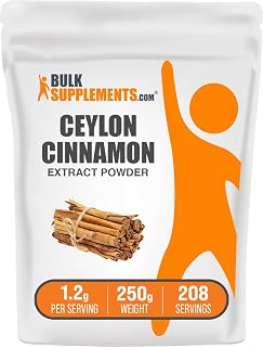 BulkSupplements.com Cinnamon Bark Extract Powder - Ceylon Cinnamon Supplement, Herbal Supplement - Vegan & Gluten Free, 1.2g per Serving, 250g (8.8 oz) (Pack of 1)