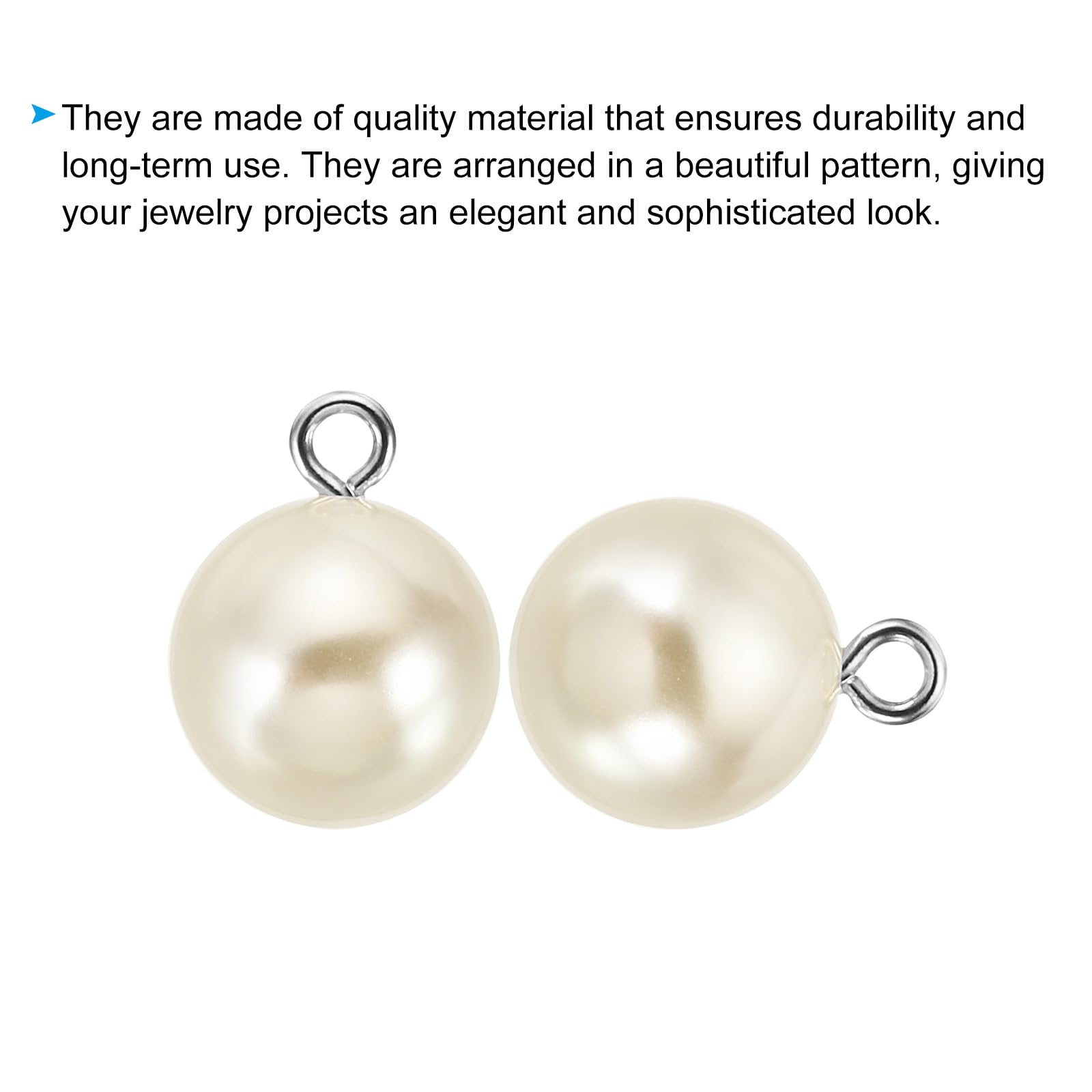 PATIKIL 16mm Pearl Charm, 100pcs Pearl Beads Faux Pearl Pendant Charm Beautiful DIY for Making s Wedding Crafts Silvery Beige - Image 4