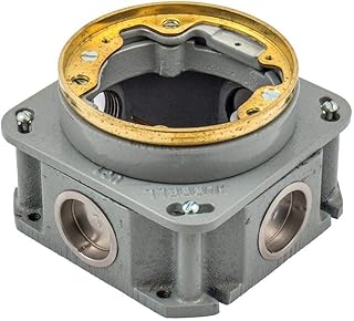 Hubbell Wiring Systems B2537 Cast Iron Flush Round Single Service Metal Concrete Floor Box with Brass Collar, 33 Cubic Inches Capacity, 4-27/32
