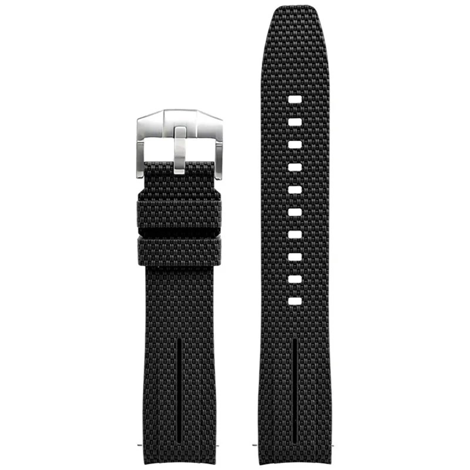 20 mm Uhrenarmband für Herren und Damen, Gummi, Schnellverschluss, gebogenes Ende