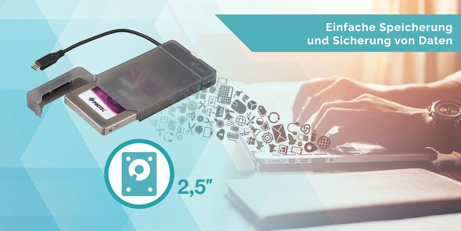 i-tec 3G60060 MySafe USB 3 Easy, zewnętrzna obudowa dysku twardego 6,4 cm / 2,5", do SATA I/II/III HDD SSD, czarna