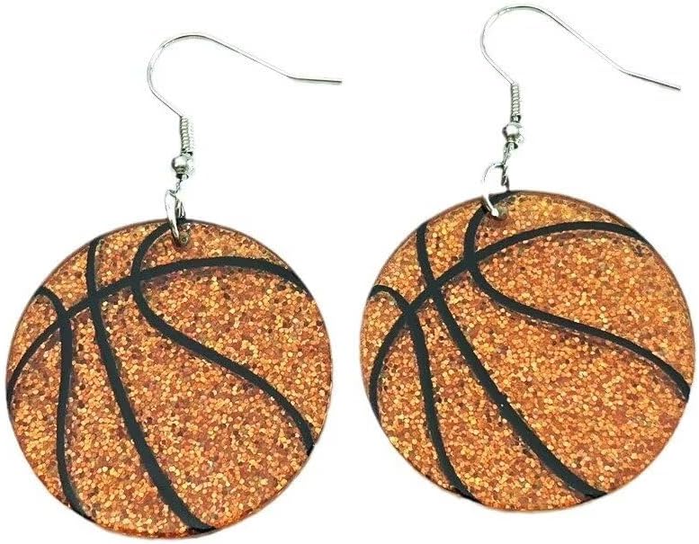2 Pairs Acrylic Glitter Sports Ball Earrings Set for Women Volleyball Football Baseball Basketball Soccer Earrings Game Day Jewelry - Image 2