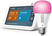 Echo Show 5 (3rd Gen, 2023 release) in Glacier White bundle with TP-Link Kasa Smart Color Bulb