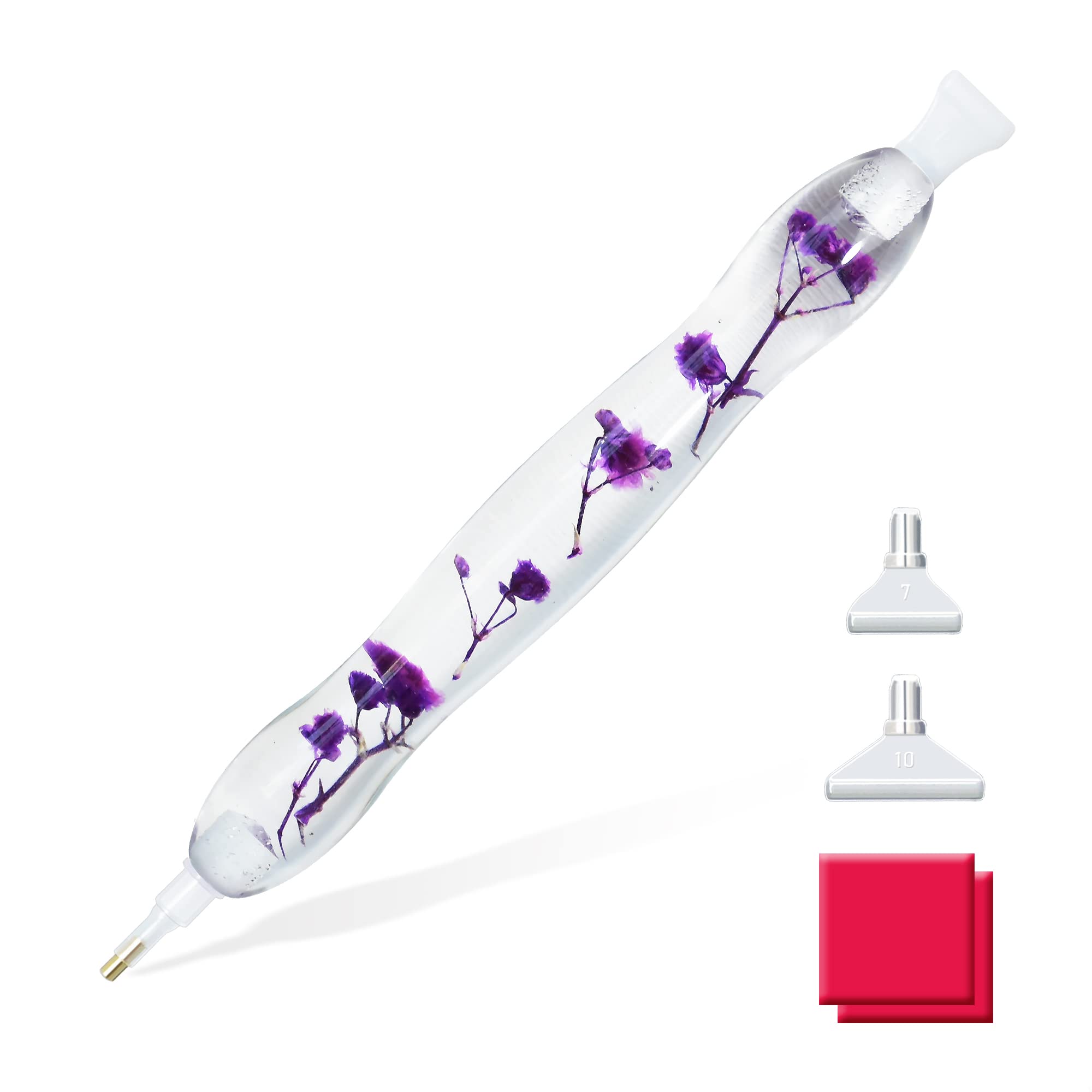 RECORDARME Diamond Art Pen, Resin Diamond Painting Pen Tools Accessories, Ergonomic Design Shiny Diamond Dot Pens(Purple Flower)