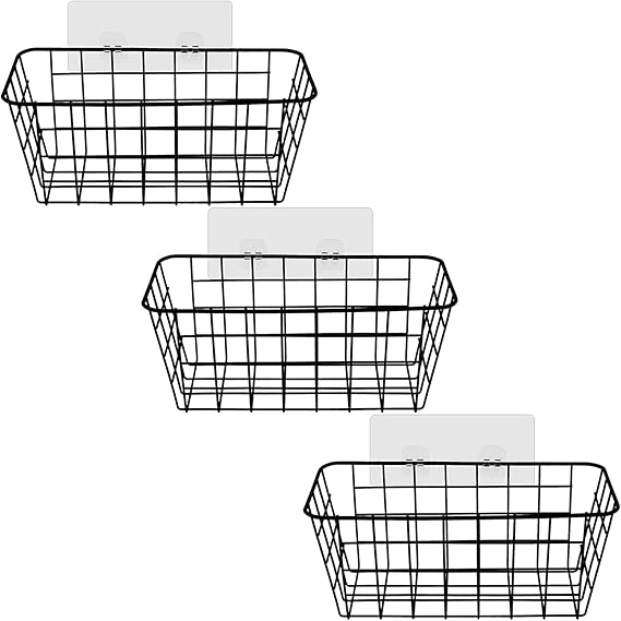 Black Wire Storage Basket, Storage Baskets Metal, Shower Organizer
