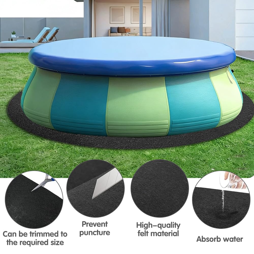 Tapiz Suelo Piscina, 305 cm Base de Piscina Redonda, Alfombra PIS-CINA Suelo, Antideslizante, Lona De Suelo para Pool, Protección para spas Exteriores e hinchables