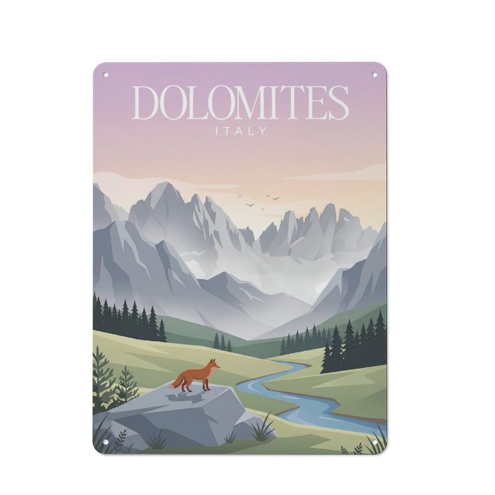 Junmoney Style-22 Dolomites Italy Landscape Metal Wall Sign 40X30cm, Rustic Decor For Pub Or Café, For Home Interiors, Feature Walls And Decorative Displays
