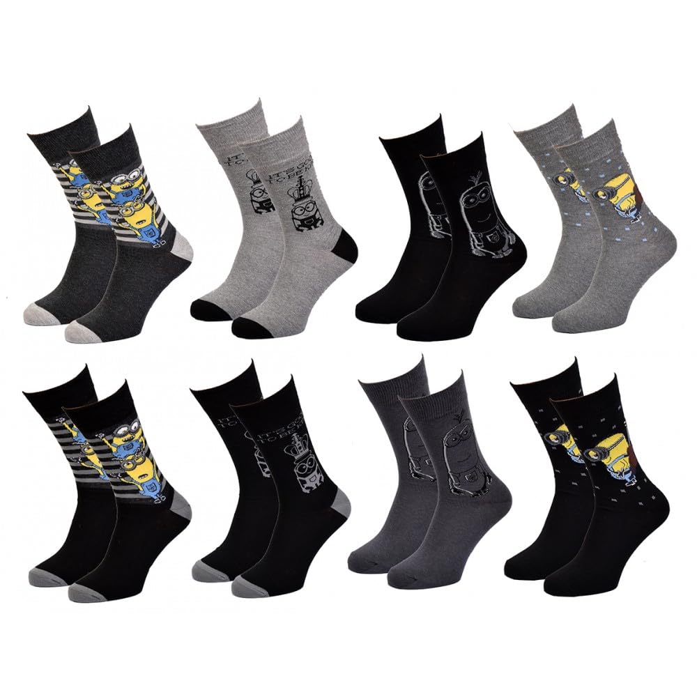 Ozabi Men's Pack Of 4 Pairs - Despicable Me Cotton Socks - Assorted Photo Models Depending On Arrivals - Multicoloured, 40-46
