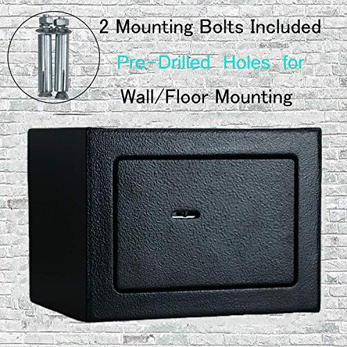JUGREAT Security Safe with Key Lock, Home Safe Wall or Cabinet Anchoring Design for Home Office Hotel Business Gun Passport Cash Money(0.23 cu.ft)