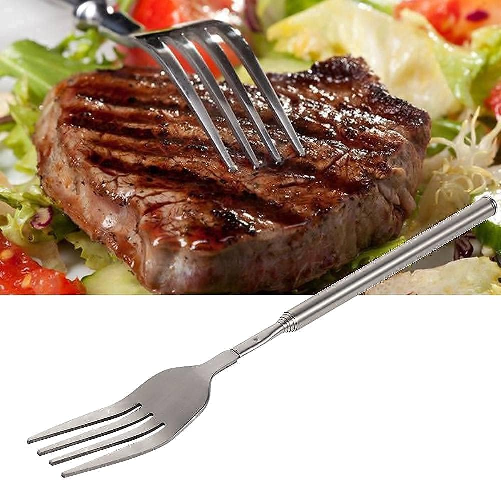 Forcella Telescopica in Acciaio Inox - Manico Lungo per Barbecue, Posate Allungabili