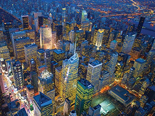 Art GroupThe Manhattan at Night Jason Hawkes Canvas Print, Wood, Multi-Colour, 60 x 80 x 1.3 cm