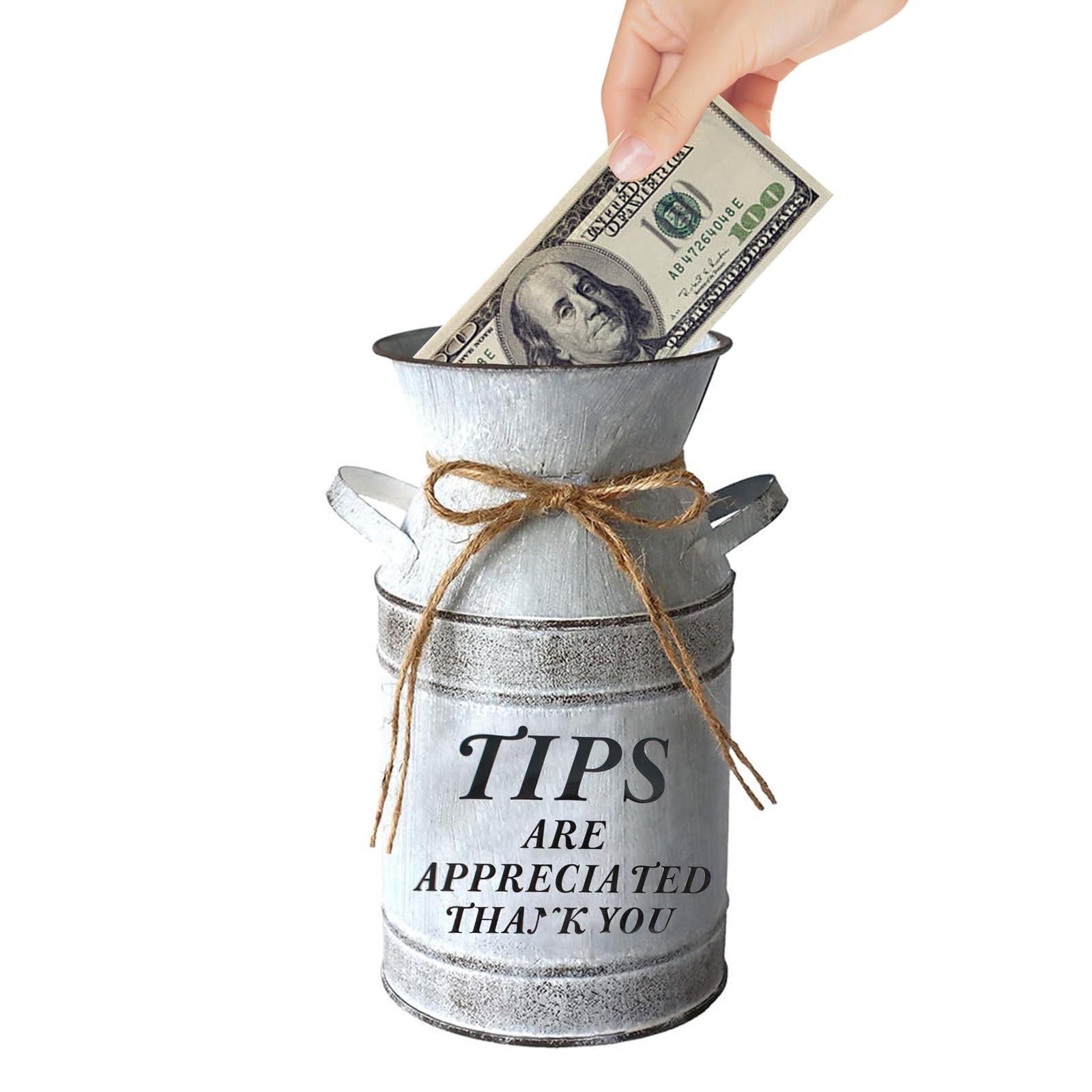 Iron Vintage Tip Jar for Money, Tip Bucket for Bartender Musicians, Money Container, Tip Jar for Restaurants Bars Coffee Shop Pizzerias, Tip Box Money