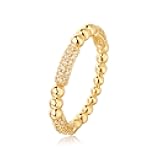 VACRONA 14K Gold Plated Rings for Women Trendy Cubic Zirconia Beaded Sparkle Stackable Rings Handmade Statement Rings Gold Hypoallergenic Finger Jewelry