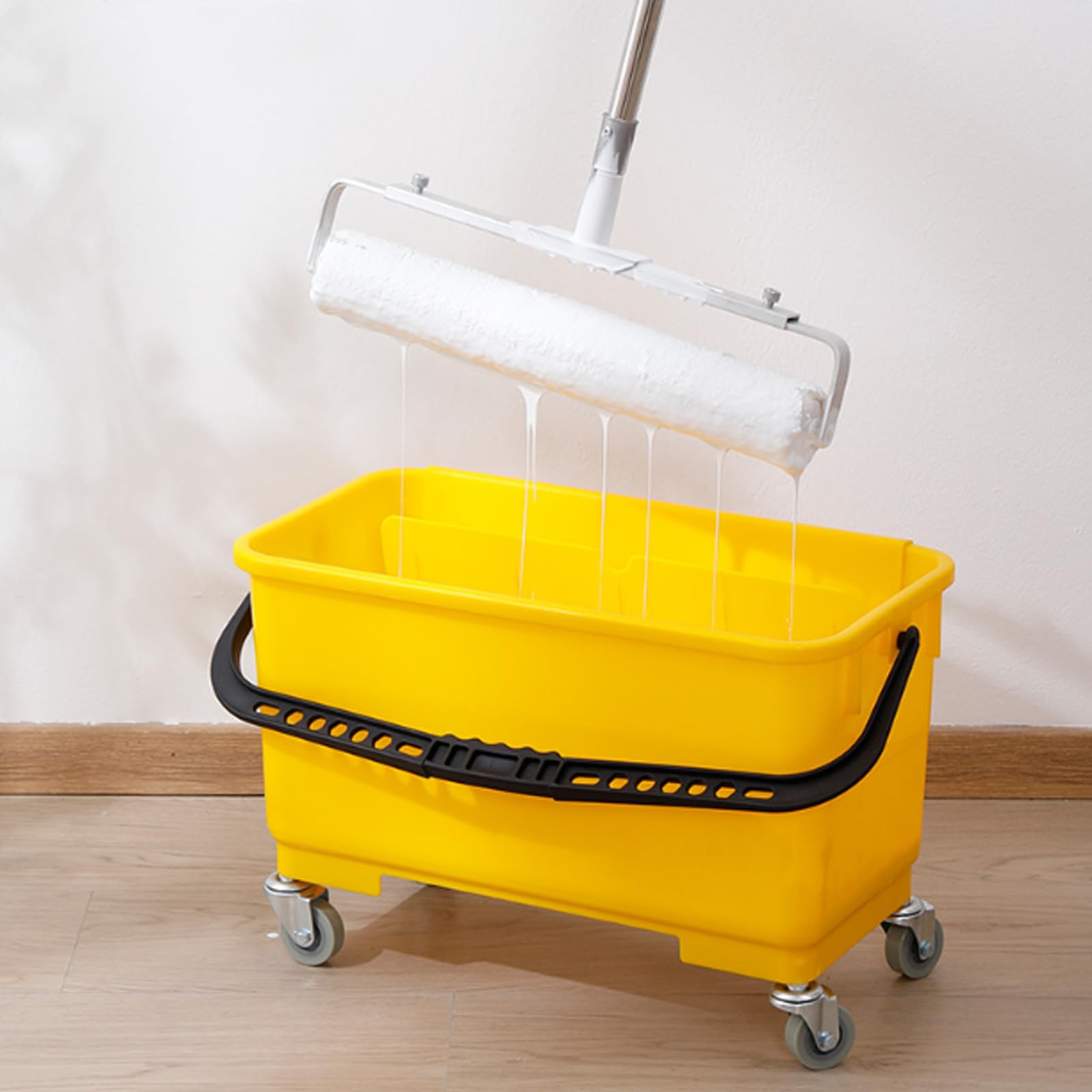 Tambor De Pintura con Ruedas Universales Bandeja para Rodillos De Pintura De Emulsión con Escurridor Y Asa Herramienta Extraíble para Pintar Paredes