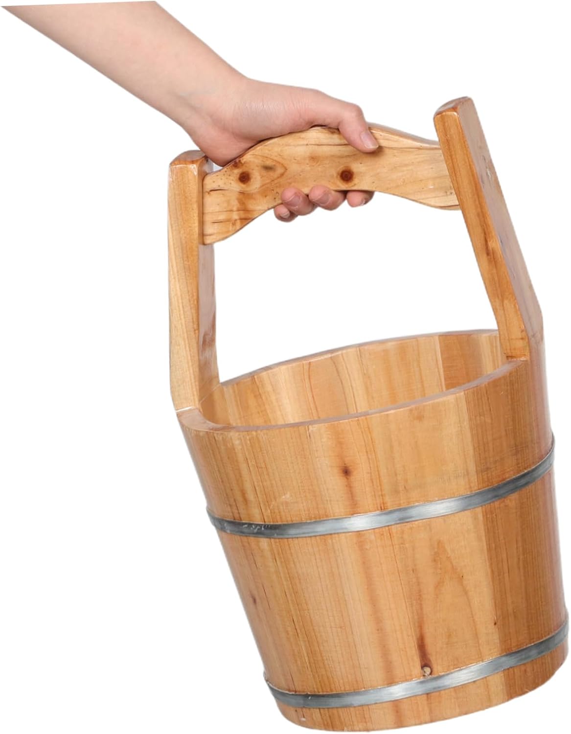Wooden Sauna Bucket Handmade Foot Bath Basin Decorative Water Bucket for Adults Portable Camping Hiking Gear