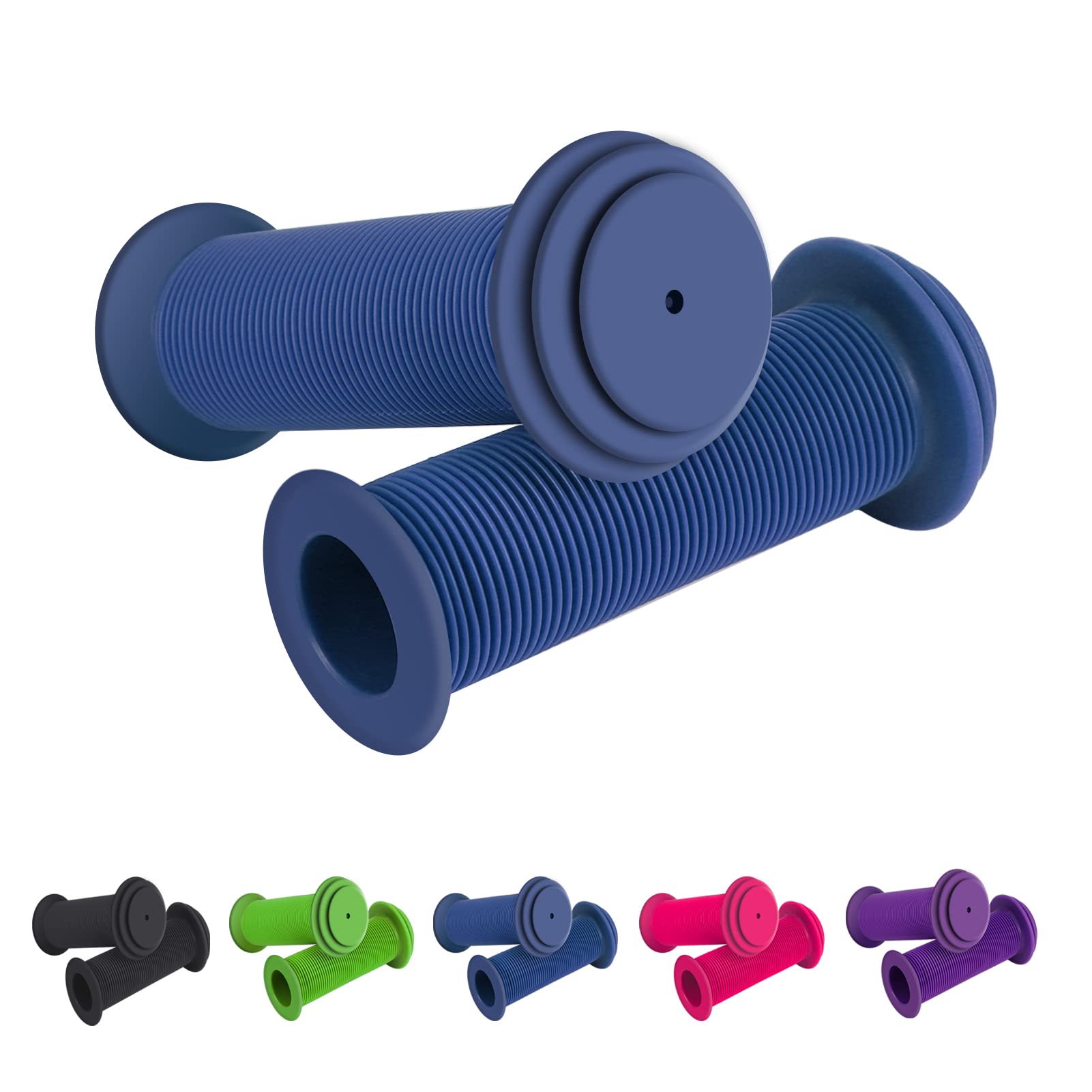 RosewineC Bike Handlebar Grips Soft Non-Slip Bicycle Handle Grips Children's Bike Handlebars Scooter Handle Grips Rubber Handle Cover Universal Kids Bike Grips for Kids Boys Girls(Blue)