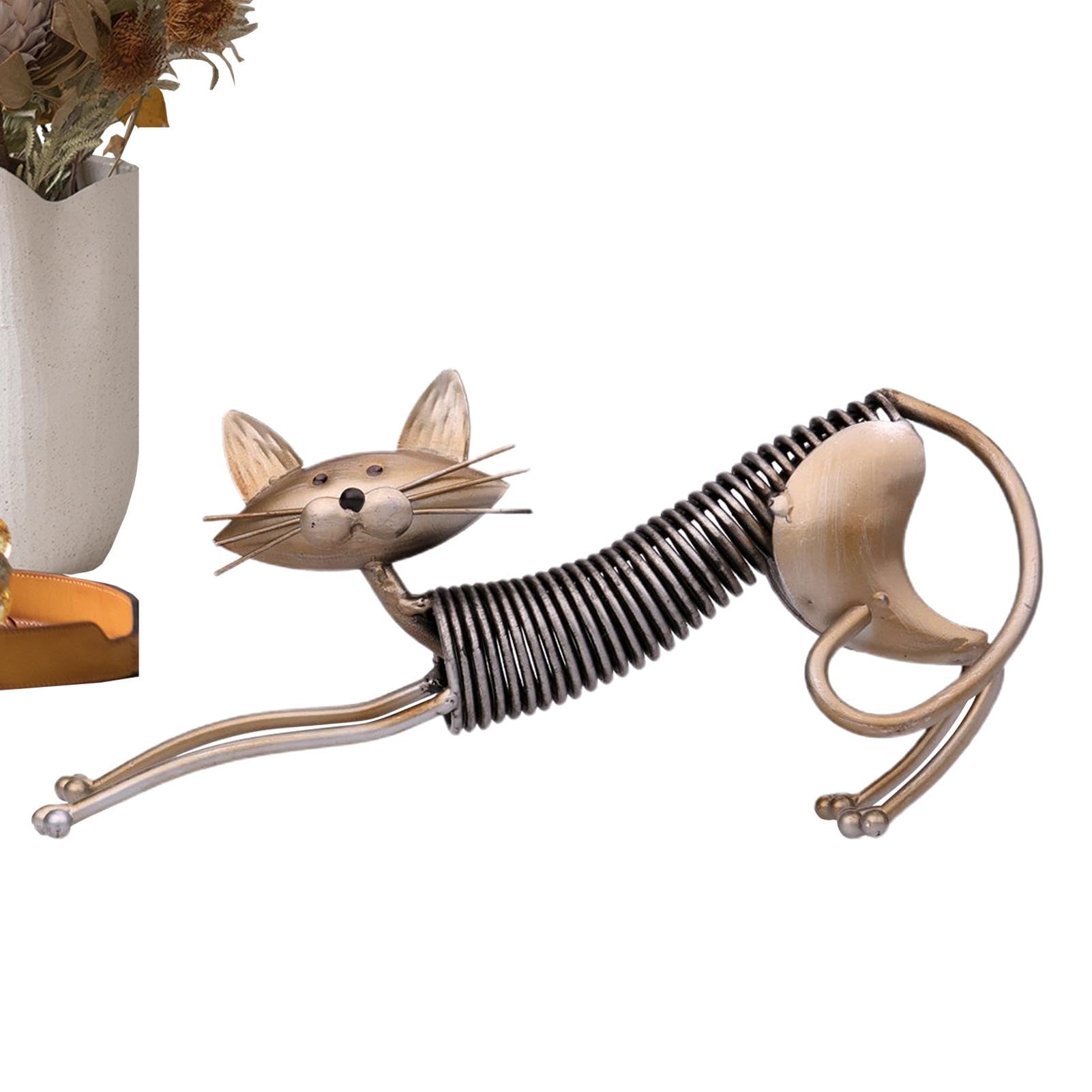 Amazon.co.jp: Jinprewq 鋳鉄の猫の置物、鉄の猫の像 - 彫像猫の春像