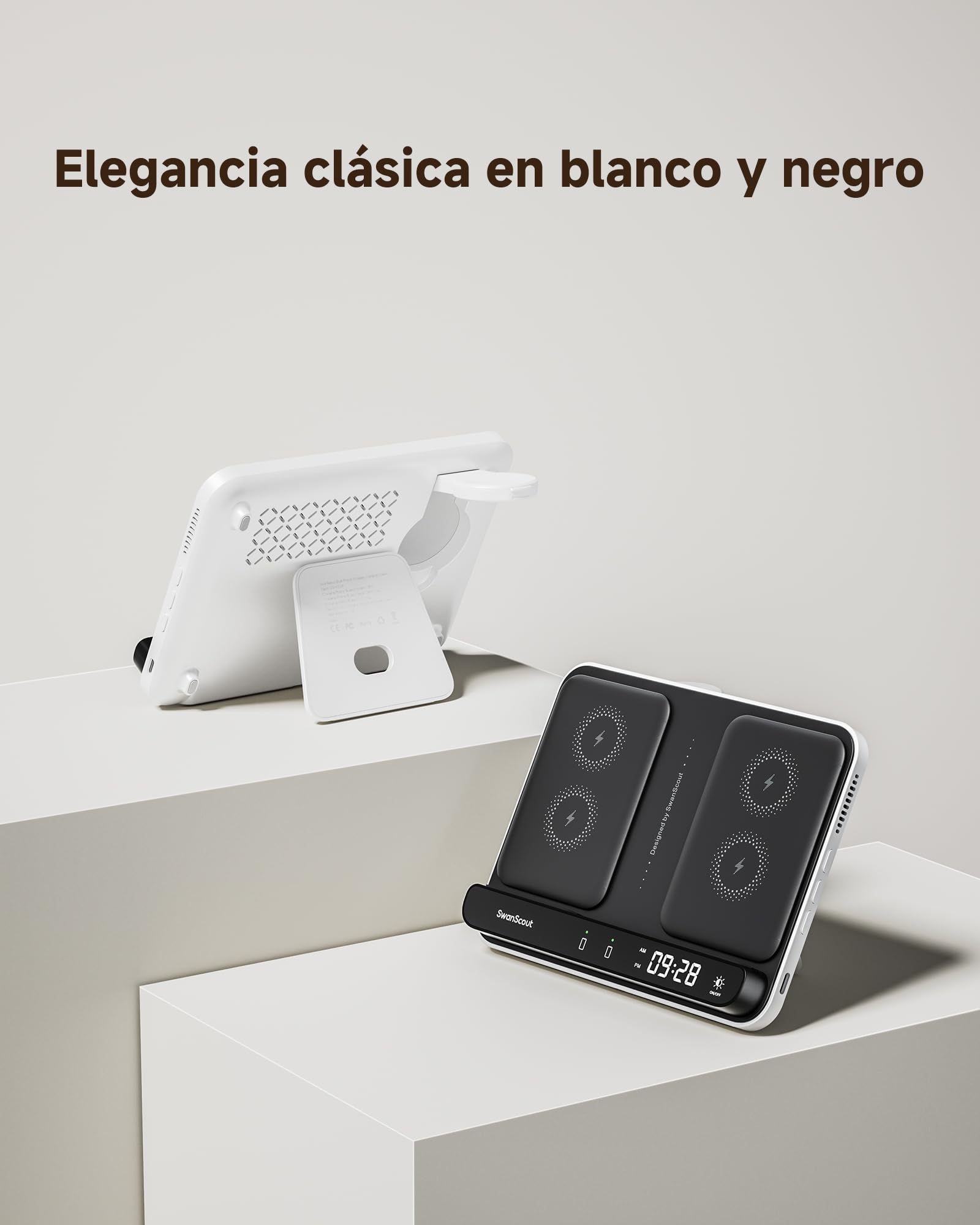 SwanScout Cargador Inalámbrico para Samsung Galaxy S25 Ultra/S25/S24/Z Flip 7/Z Fold 6, Estación de Carga Dual para iPhone Air/17/16/15 Series, Galaxy Watch 8/8 Classic/7/Ultra/6/5/4, SwanScout 710S