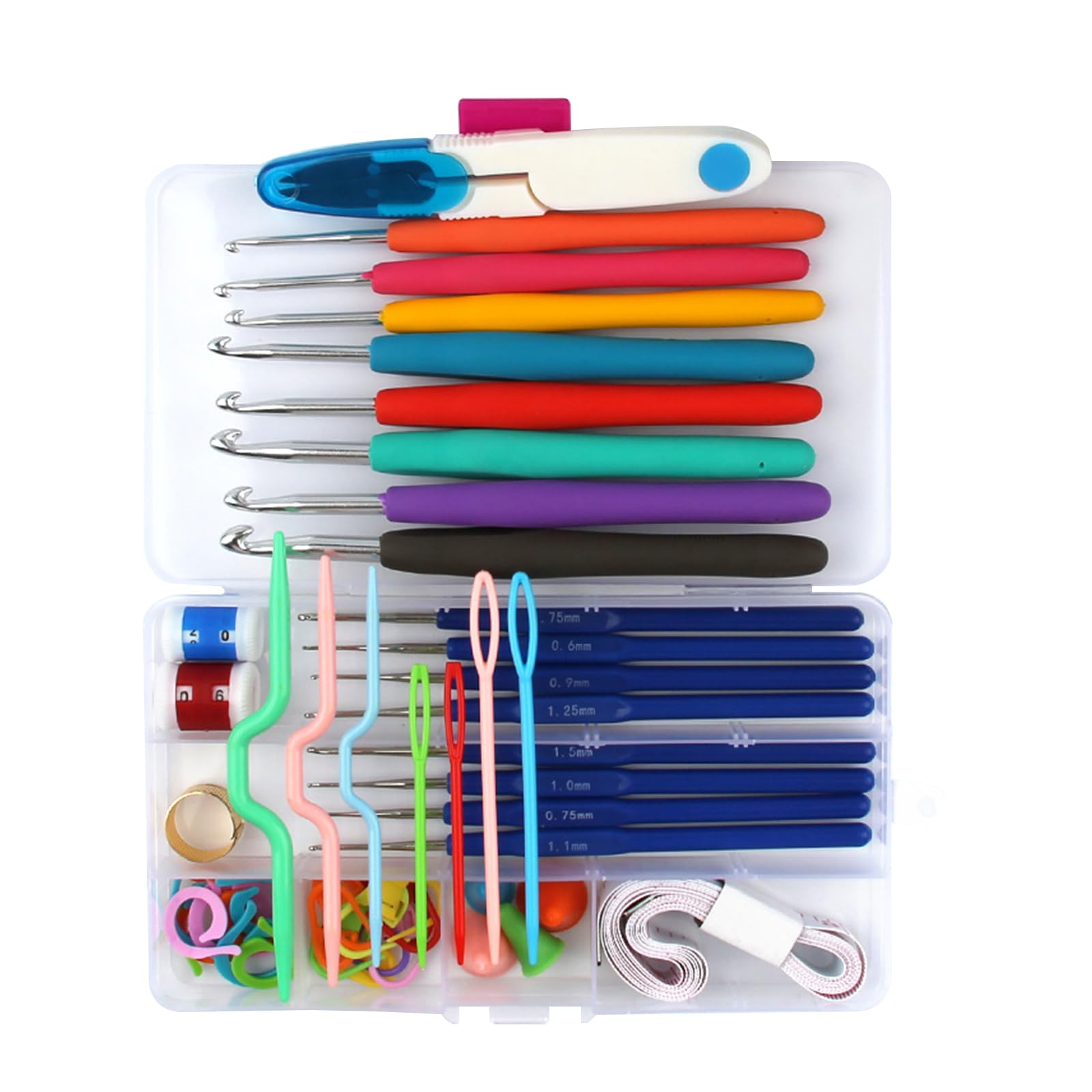 Hsioluted Hooks Crochet Set Knitting Needle, Scissors, Stitching Marker Hand Knitting Craft Art Tool Crochet Hooks Ergonomic Soft Grip