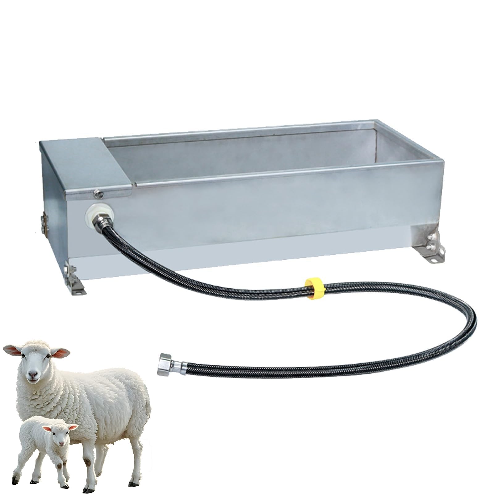 Abbeveratoio automatico in acciaio inox da 7,5 l con valvola galleggiante e tubo, ciotola per animali da riempire autonomamente per cavalli, capre, maiali, mucche, cervi