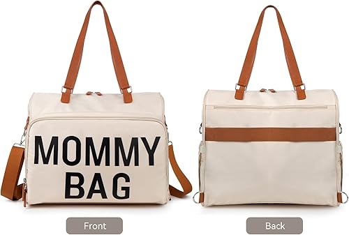 Miniatura 7 de Pripher Bolsa de pañales, bolsa de mamá para hospital, bolsa de pañales para bebé, bolsa de hospital de gran capacidad para trabajo y parto, Blanco,