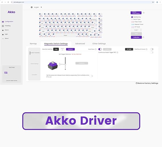 Akko TAC75 Rapid Trigger Gaming Keyboard Wired HE Keyboard Shine Through White, Glare Magnetic Switch