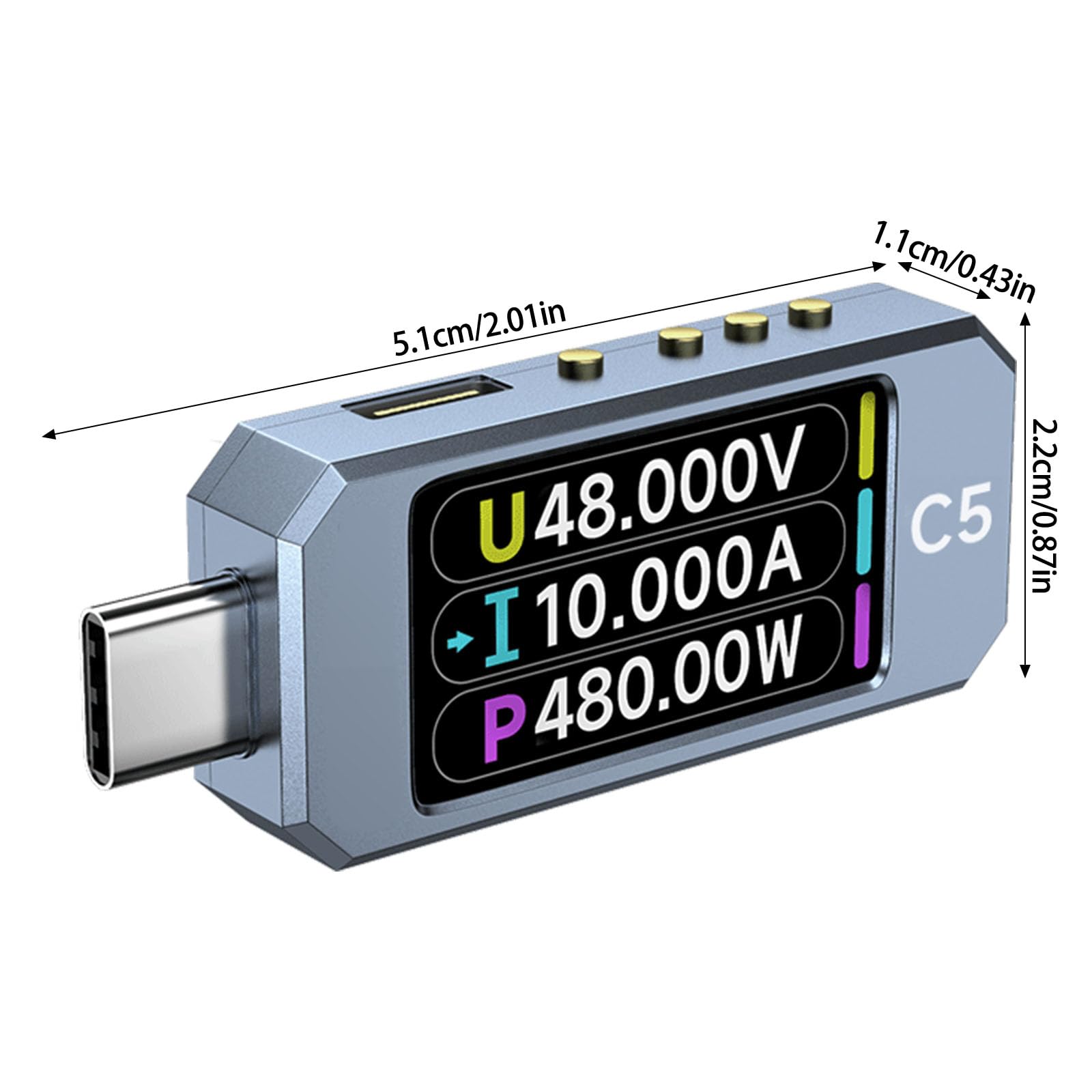 Multímetro digital de alta precisión USB C 3.1 DC48V para medición de voltajes y corriente con pantalla