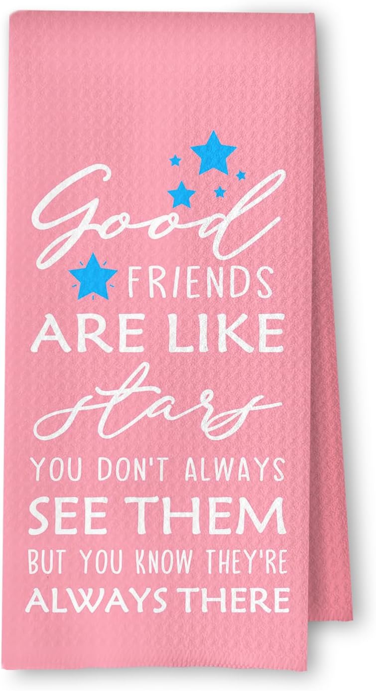 Good Friends are Like Stars Gifts Kitchen Towels, Friends Gifts Dish Tea Towels for Kitchen Decor, Friendship Gifts for Women Hand Towels for Bathroom, Best Friend Bestie BFF Gifts, 16x24in