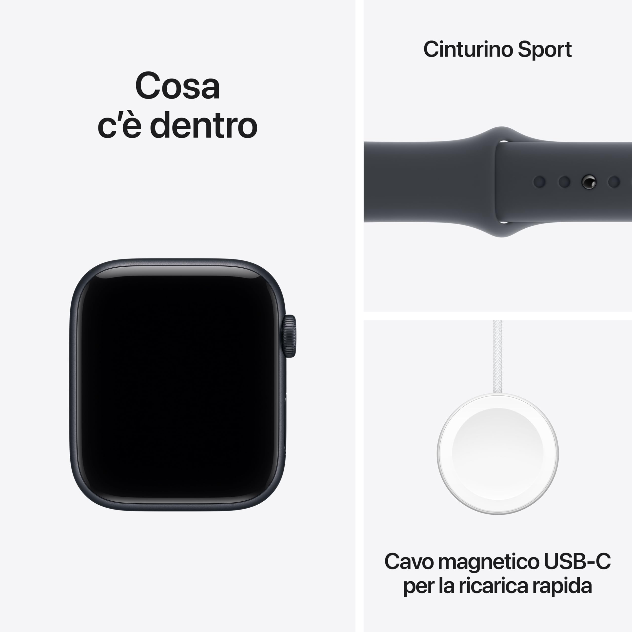 Apple Watch SE 3 GPS + Cellular, Cassa 44 mm in alluminio mezzanotte con Cinturino Sport mezzanotte - M/L