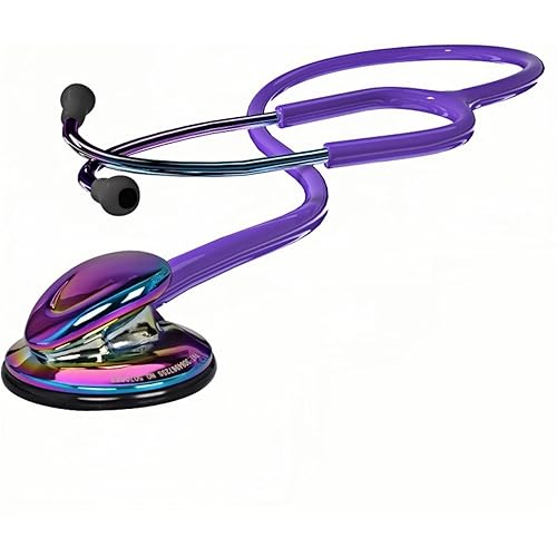 MaiWieel-Classic Stethoscope Rainbow Purple Single Head Stethoscope for Nurses Doctor,EMT Student,Home Medical, Estetoscopio Doctor Accessories Medical Supplies.Alloy Chestpiece,Soft Eartips (Rainbow Purple)