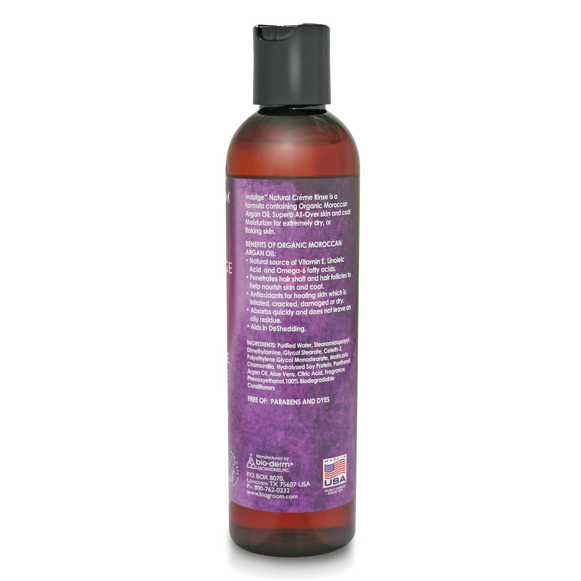 Bio-Groom Indulge Creme Rinse - Argan Öl Conditioner - Hundespülung - Für extrem trockene oder schuppende Haut - Hilft bei Entfilzung des Fells - Konzentrat 1:4 (Verdünnt 1.2 L) - 236 ml