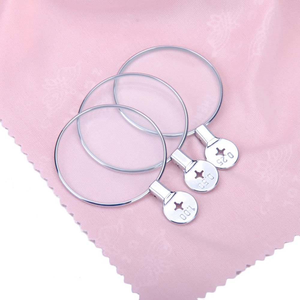 3pcs Optical Metal Rims Trial Frame Lens for Optometry Hyperopia Convex, Convex Spherical Lens: +0.25, +050, +1.00