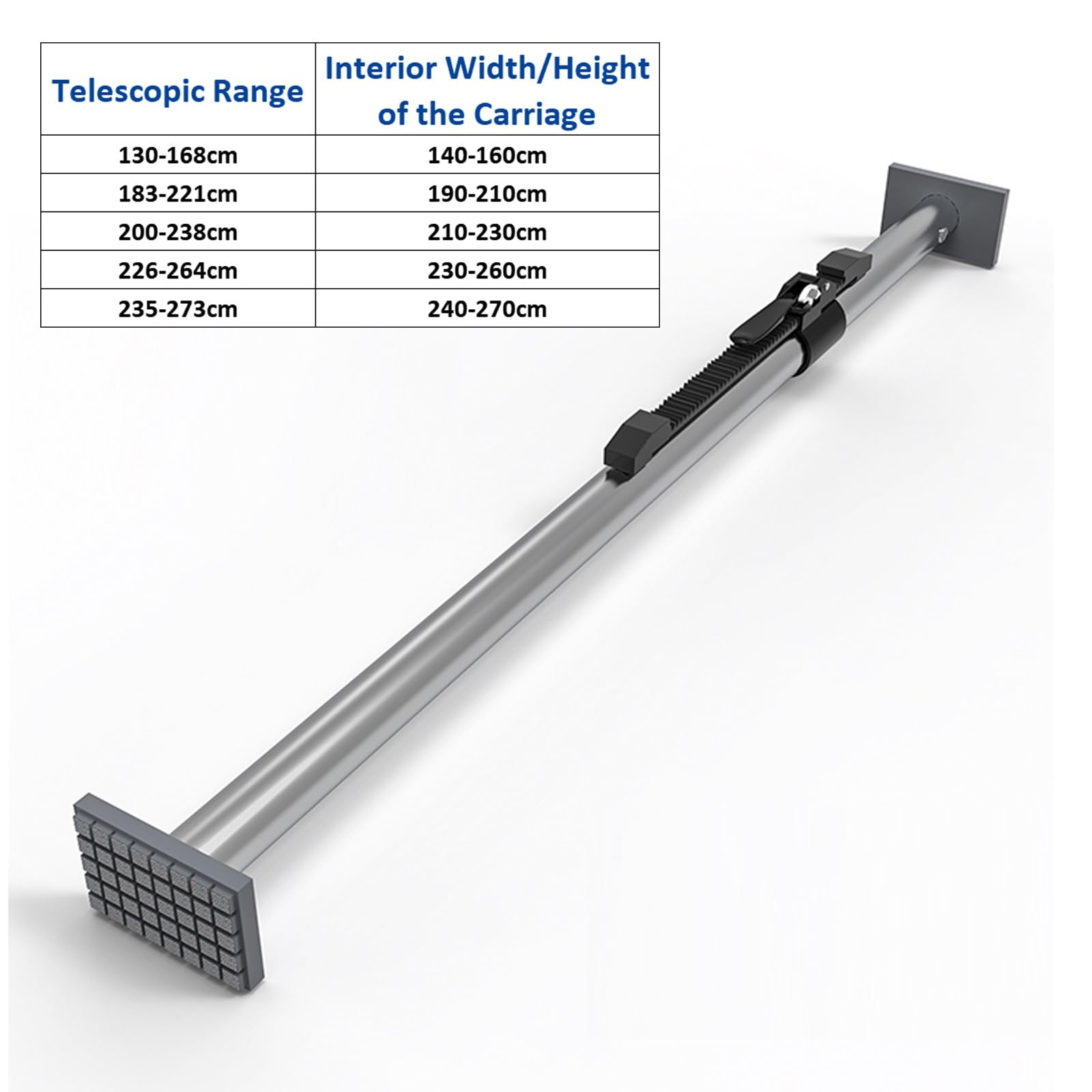 Drążek ładunkowy do łóżka pickupa, drążek stabilizatora ładunku ze stopu aluminium z podkładkami pod stopy 10 x 6,5 cm i wbudowanymi sprężynami, regulowana długość