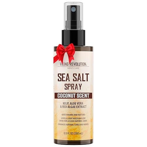 Viking Revolution Coconut Sea Salt Spray for Hair Men - Hair Texturizing Spray with Kelp, Aloe Vera & Red Algae Extract - Surf to Add Volume and Texture - Sea Salt for Men Beach - 8.8 Fl Oz (Pack of 1) - Coconut Sea Salt Spray