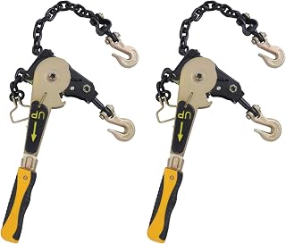 2 Pack Ratcheting Chain Load Binder, Ratchet Chain Binder Heavy Duty Tie Down Ratchet Load Binder with Grab Hooks & 6600 lbs WLL Alloy Steel for Flatbed Trailers & Trucks