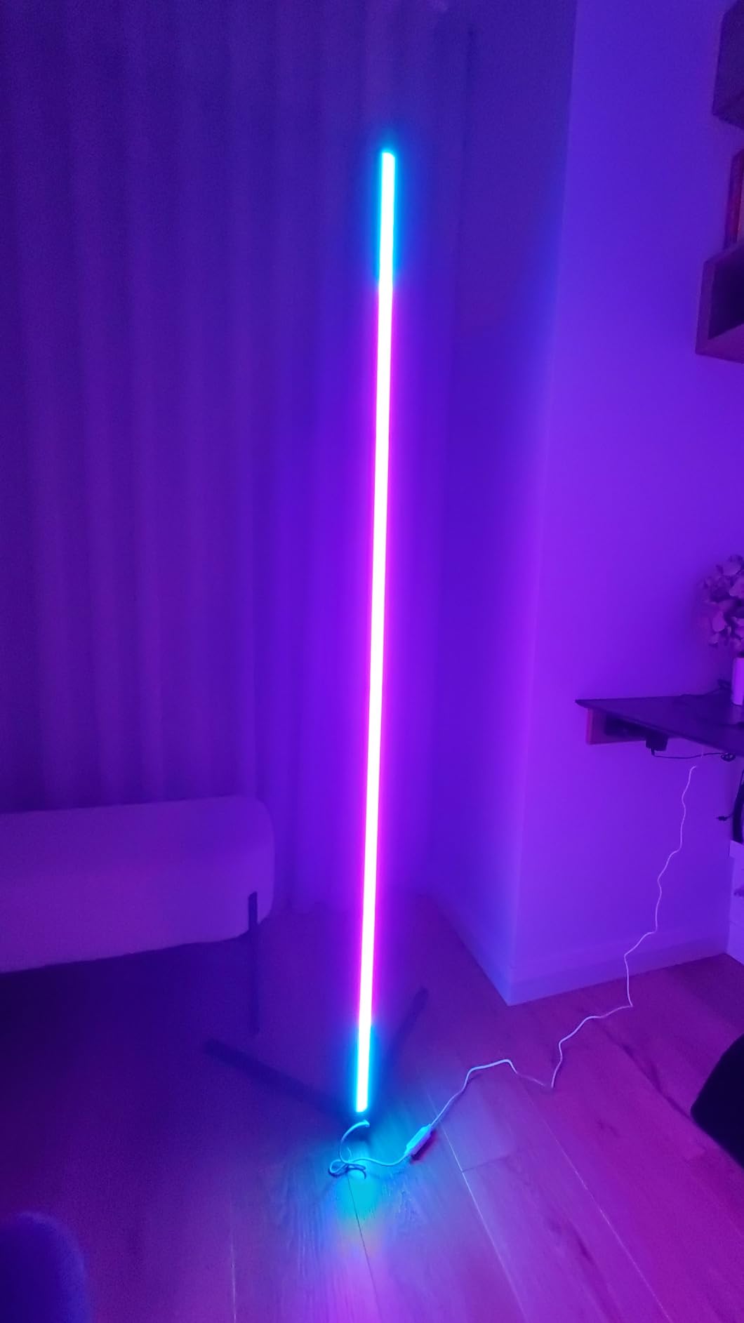 Latitude Runu00ae Neoglint Arc Floor Lamp Remote Control & Pulling Switch 9w Dimmable Bulb Stepless Brightness Adjustable 3 Colour Temperatures Standing Lamp For Living Room Office Bedroom C004233559