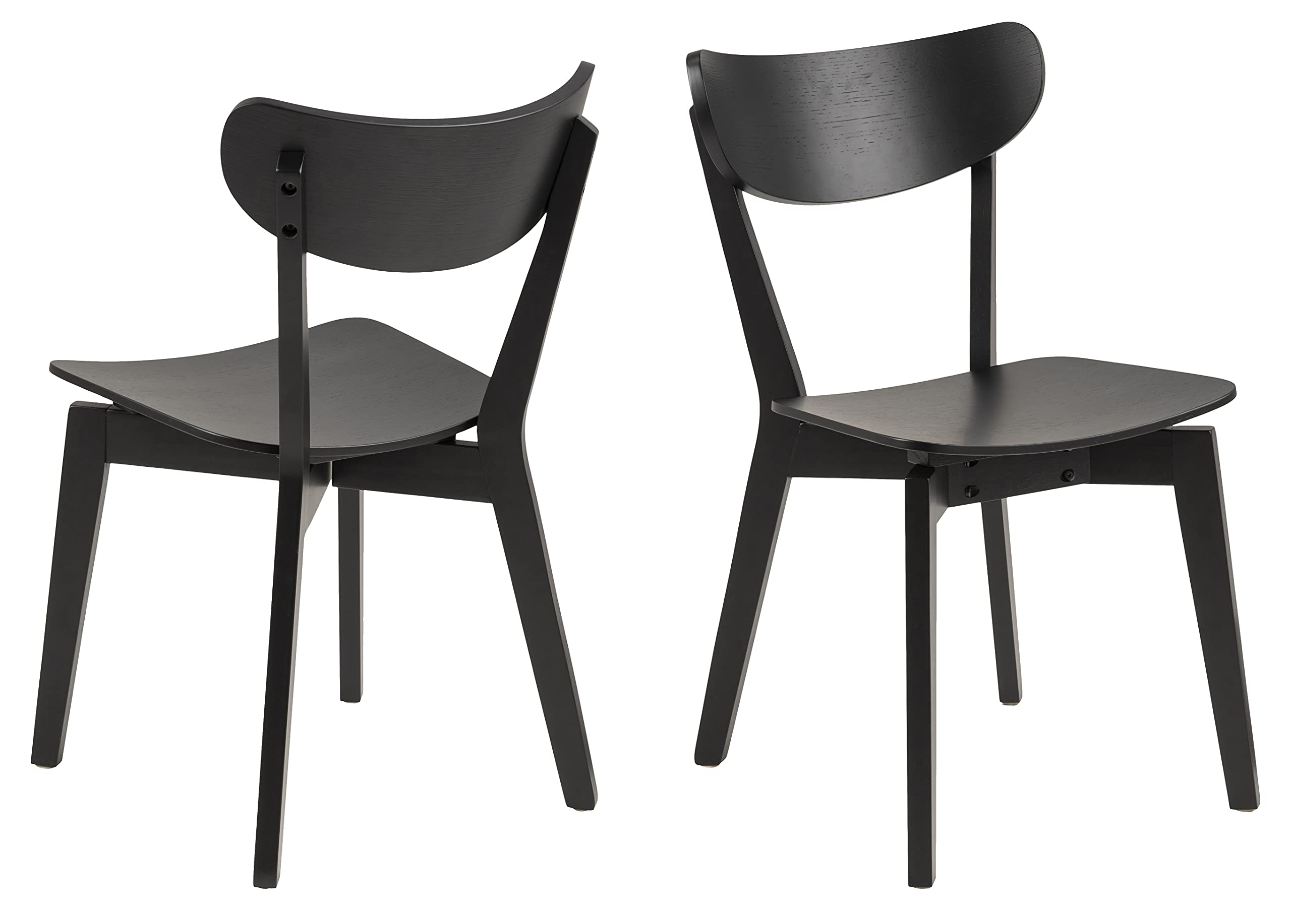 AC Design Furniture Roxanne Sedie da Pranzo Nero 2 Pezzi Sedia da Cucina in Legno Set di 2 Mobili per Sala da Pranzo in Stile Scandinavo Retrò H: 79,5 x L: 45 x P: 55 cm